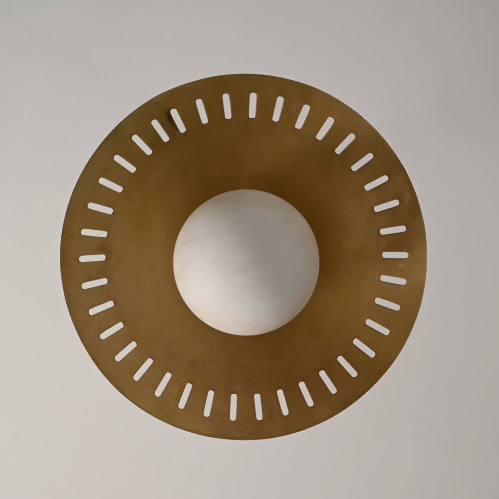 Modern Flush Mount Globe - Perforated Brass Shade