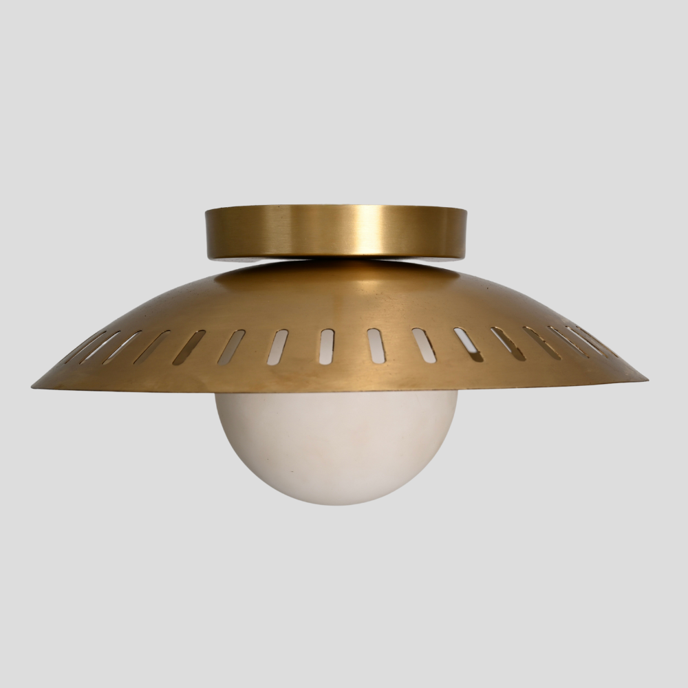 Modern Flush Mount Globe - Perforated Brass Shade