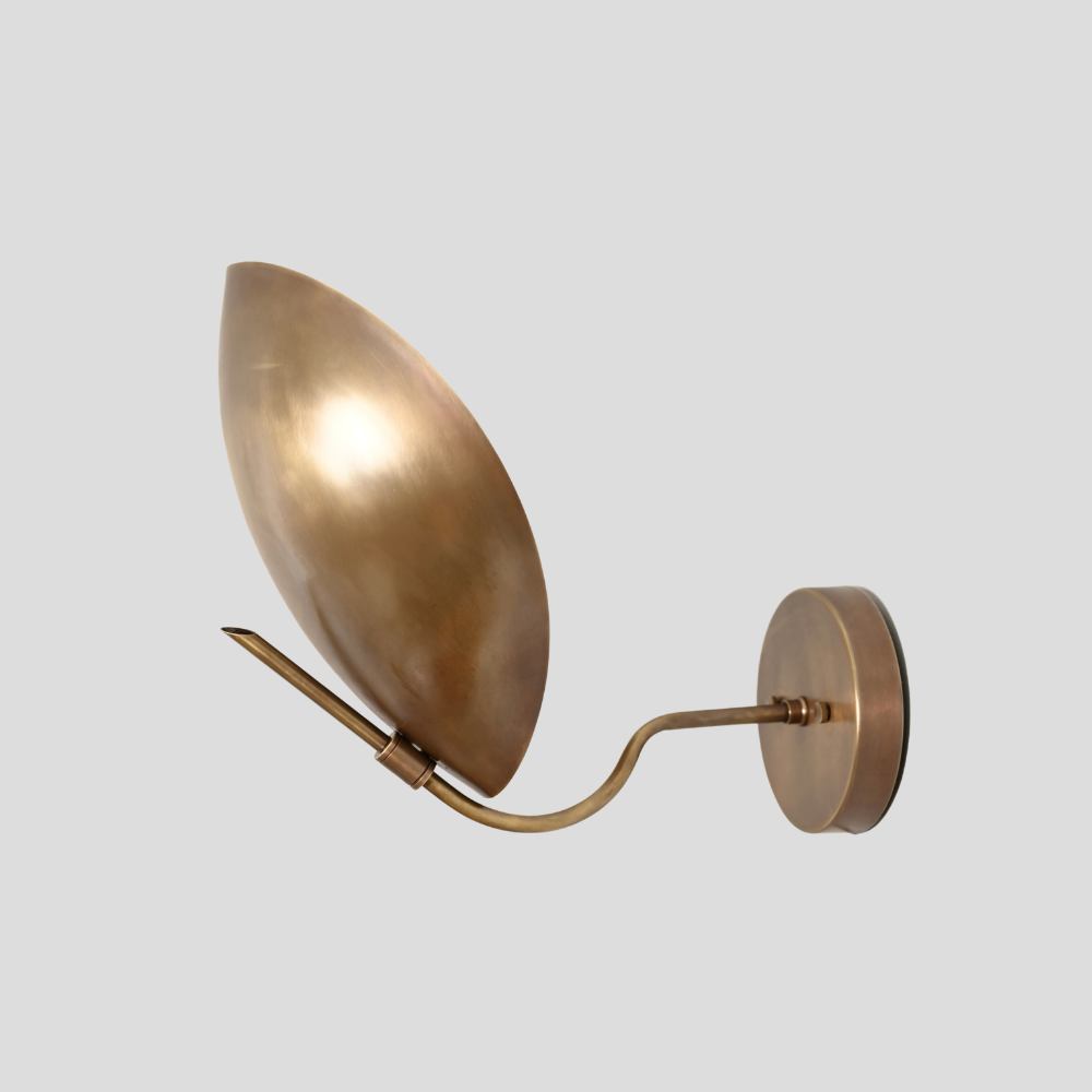 Modern Brass Curved Dome Sconce - Mid Century Shield Shade Wall Lamp