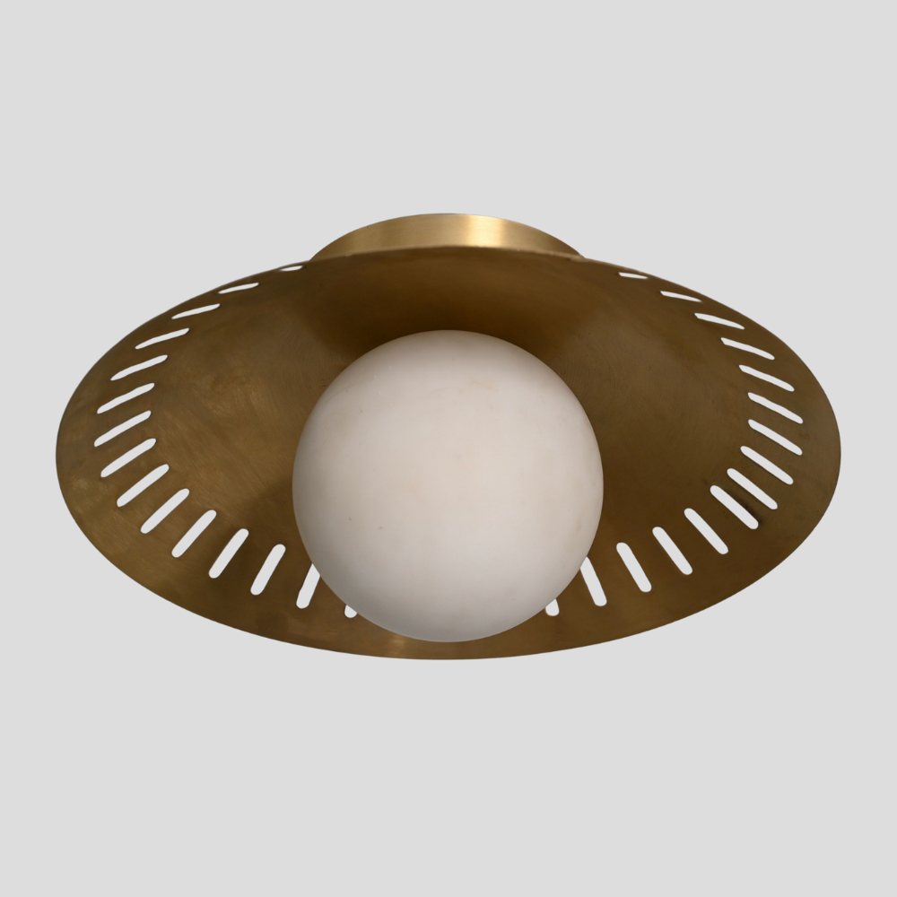 Modern Flush Mount Globe - Perforated Brass Shade
