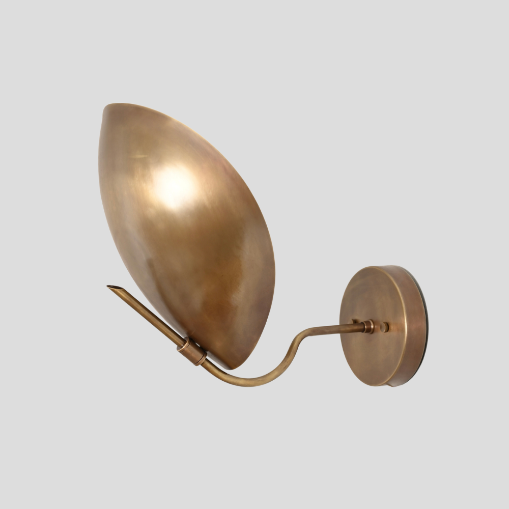 Modern Brass Curved Dome Sconce - Mid Century Shield Shade Wall Lamp