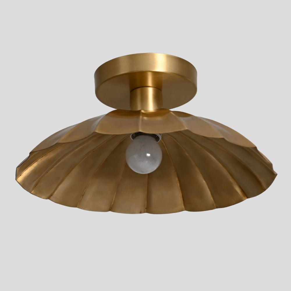 Mid-Century Brass Flush Mount - Petal Shade