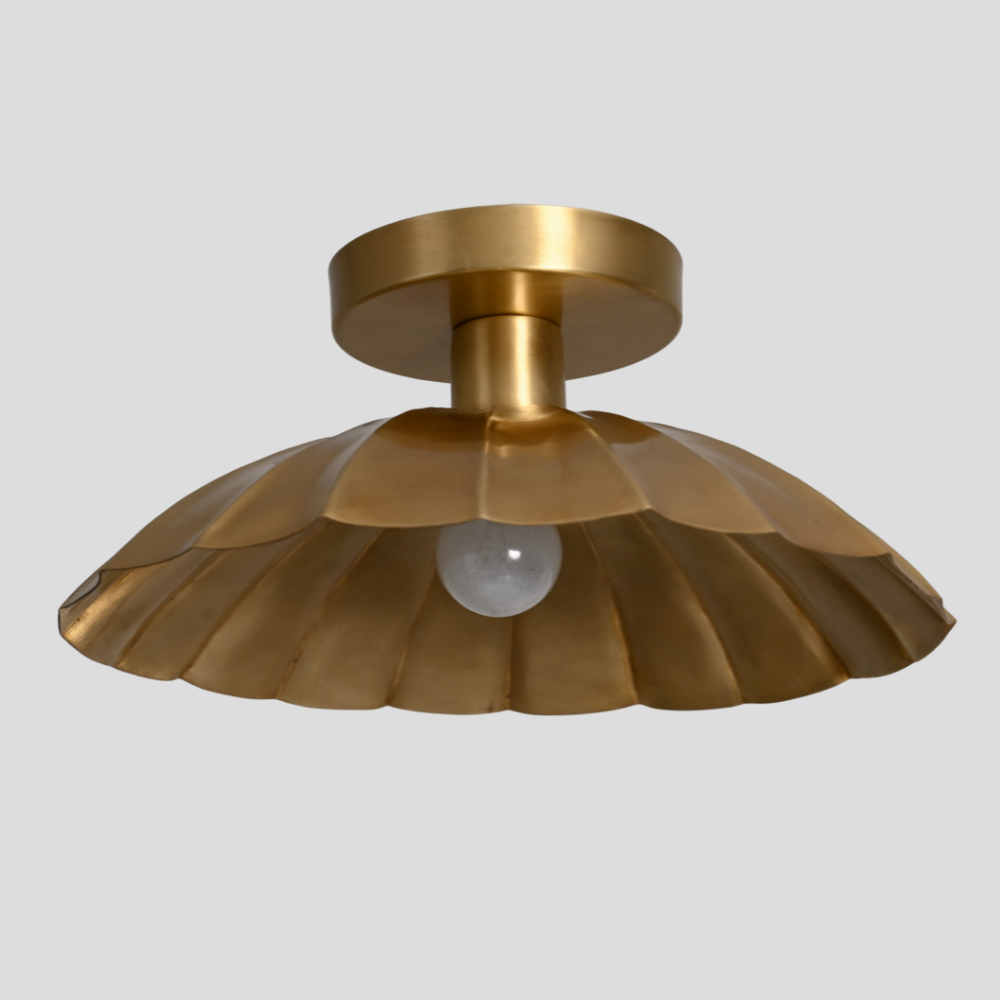 Mid-Century Brass Flush Mount - Petal Shade
