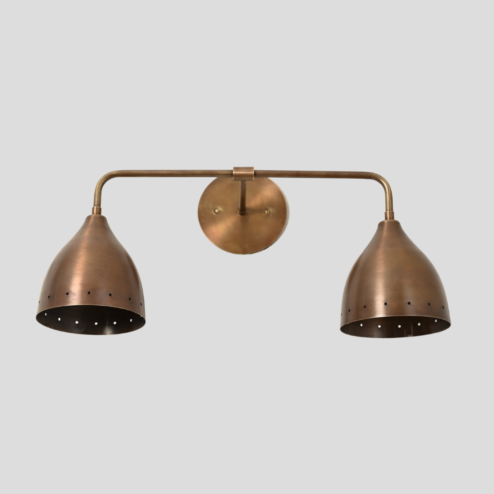 Brass Vanity Light - 2 Light Perforated Wall Sconce