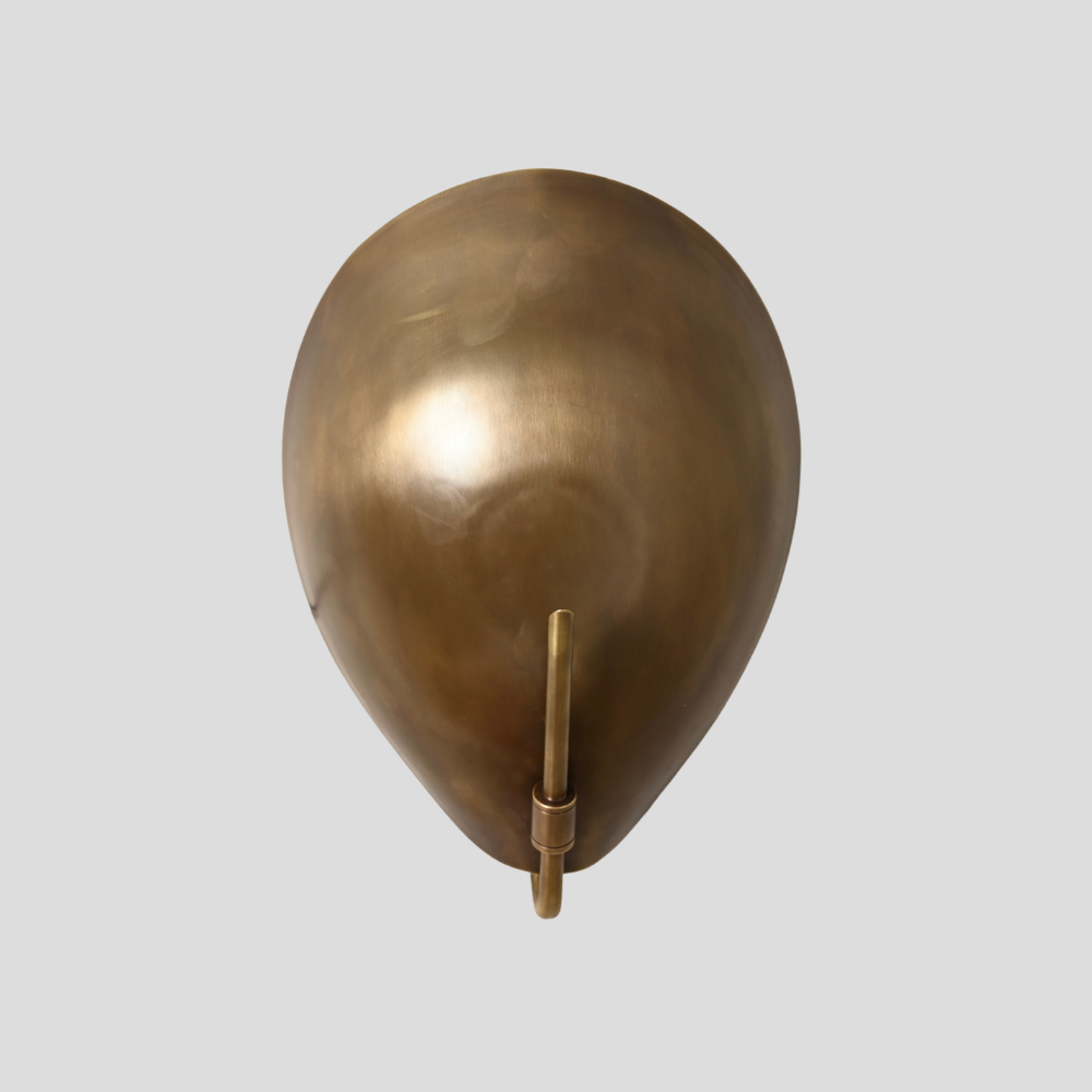 Modern Oval Curved Sconce - Mid Century Brass Leaf Shade Wall Lamp