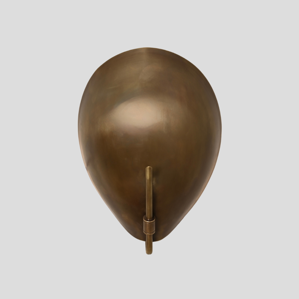 Modern Oval Curved Sconce - Mid Century Brass Leaf Shade Wall Lamp