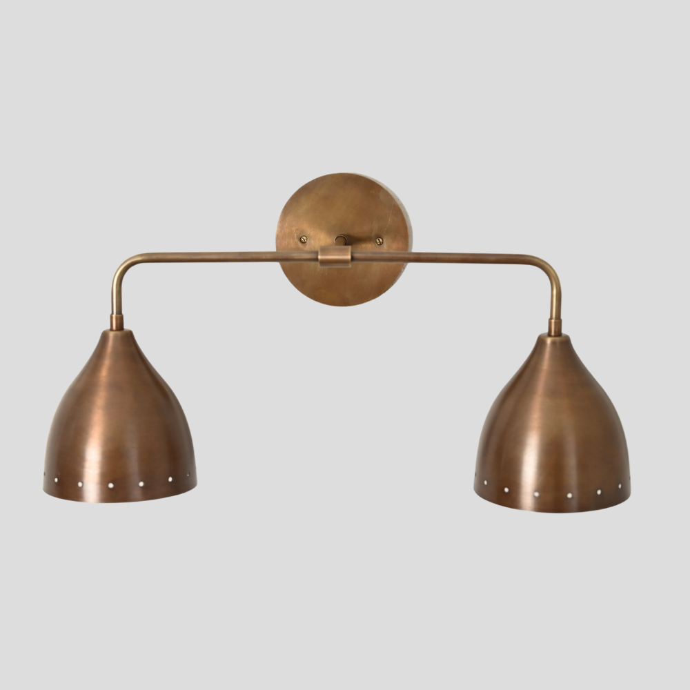 Brass Vanity Light - 2 Light Perforated Wall Sconce