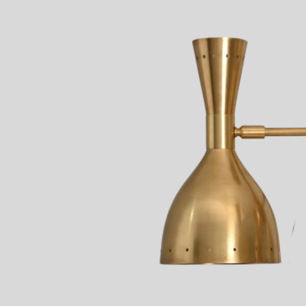 5 Brass Dual Cone Chandelier - Perforated Diabolo Ceiling Light