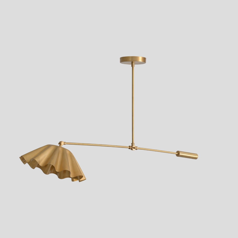 sculptural brass pendant lamp with petal shade modern interior