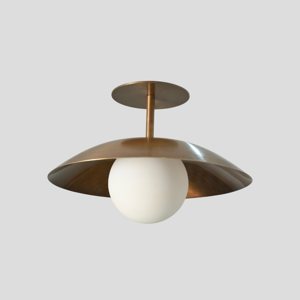 Handmade pendant ceiling light with a pure antique brass finish