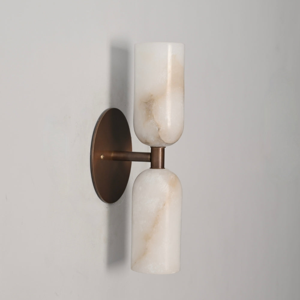 Antique brass wall mounted light with alabaster shade