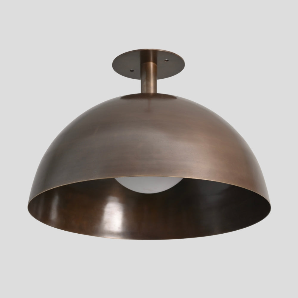 mid century brass ceiling light dome semi flush design