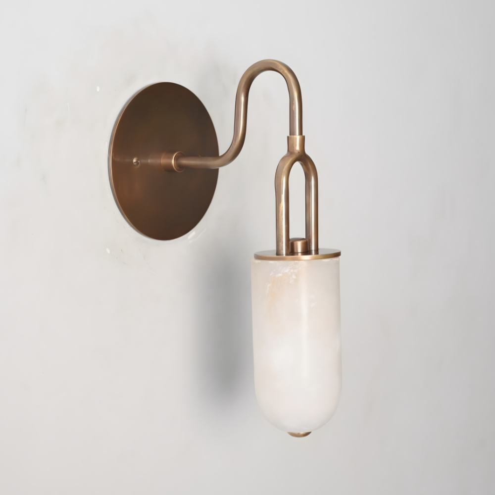 Handmade alabaster wall lamp in solid brass finish