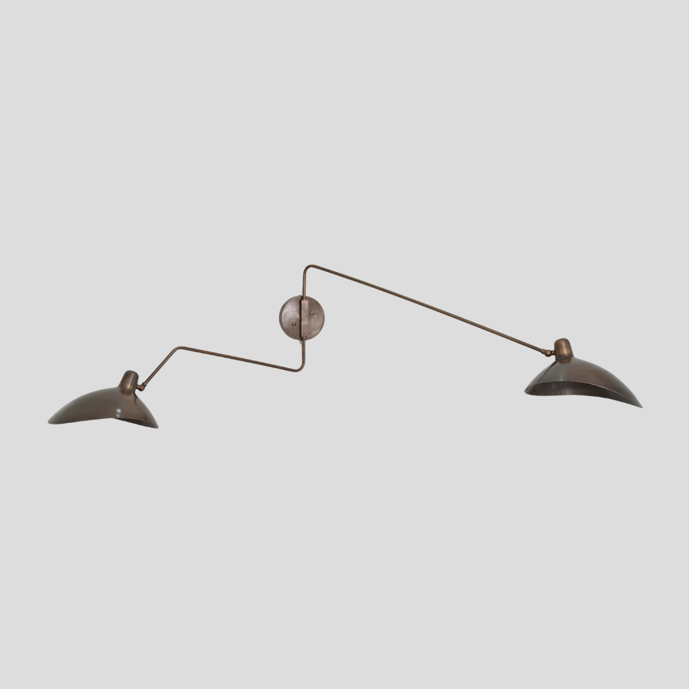 Mid century modern brass swing arm wall lamp an handcrafted adjustable sconce