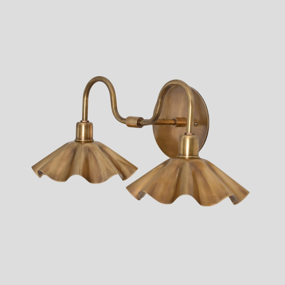 handmade solid brass double wall sconce detail view
