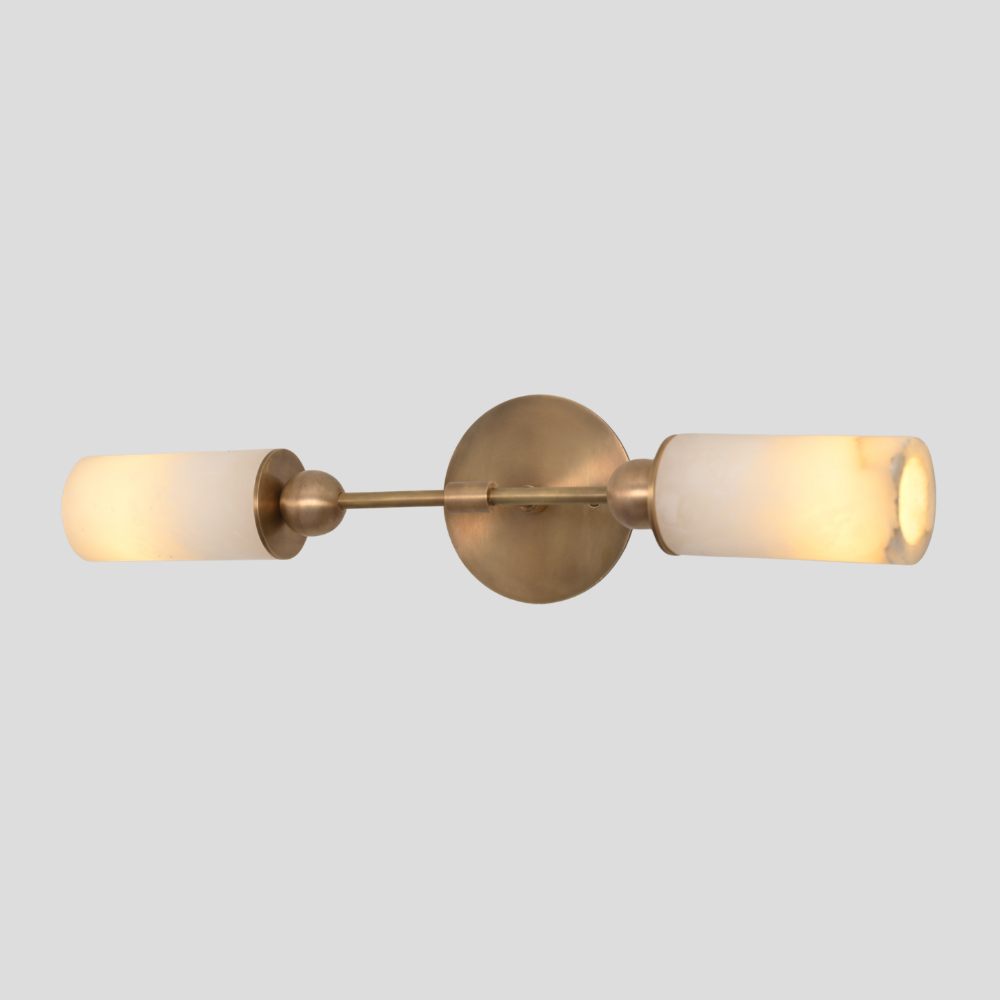 Brass and alabaster double vanity wall light modern design