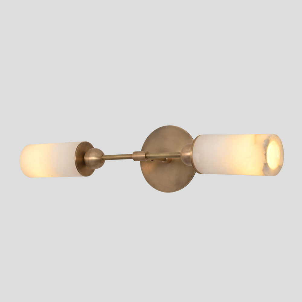 Double light brass alabaster wall sconce interior lighting