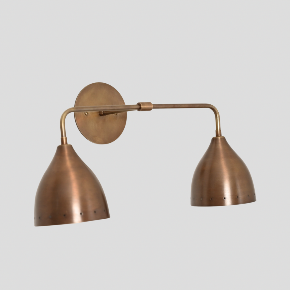 Brass Vanity Light - 2 Light Perforated Wall Sconce