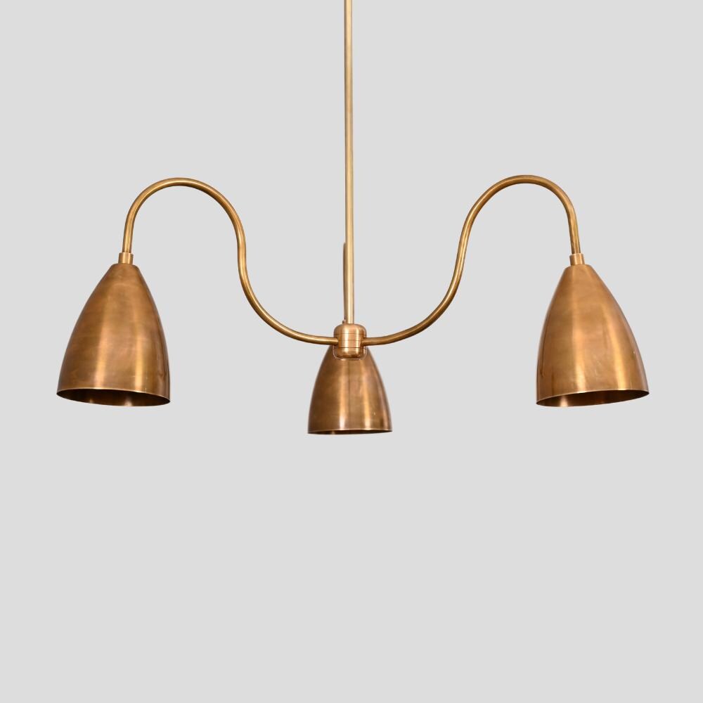 Mid Century Modern 3 Light Brass
