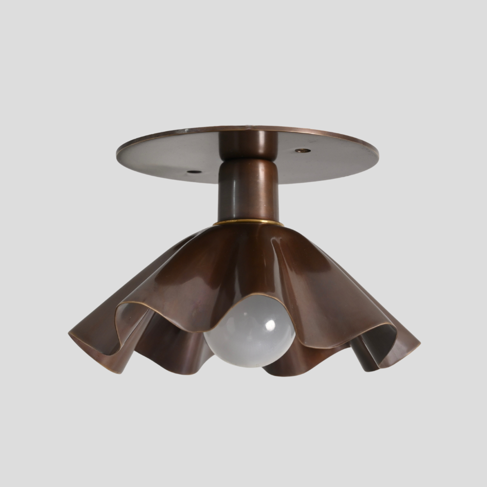 Modern brass flower antique brass semi flush mount designed by Lightcove