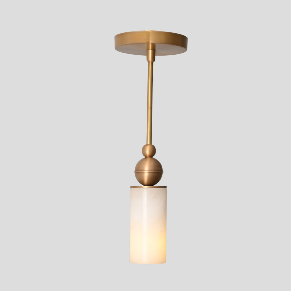 Minimalist alabaster pendant light with brass finish