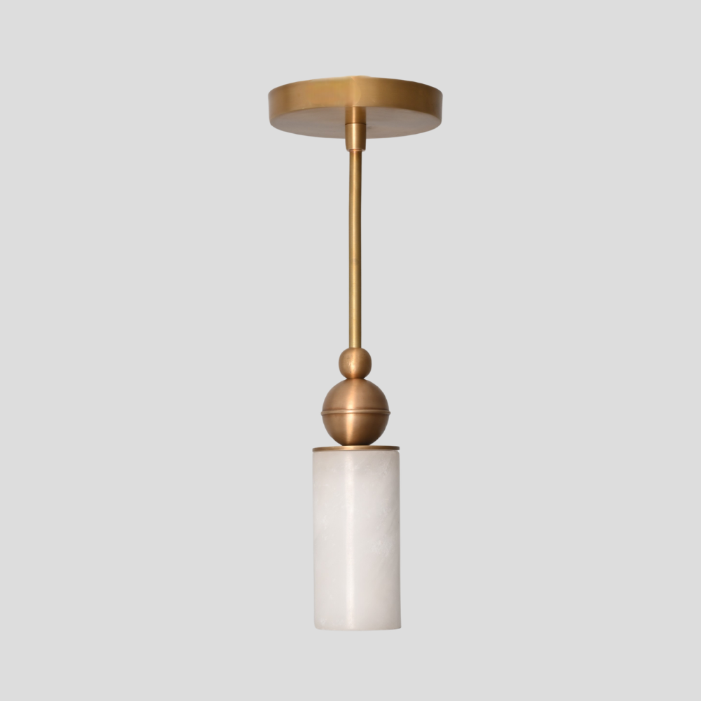 Handmade brass alabaster pendant light fixture