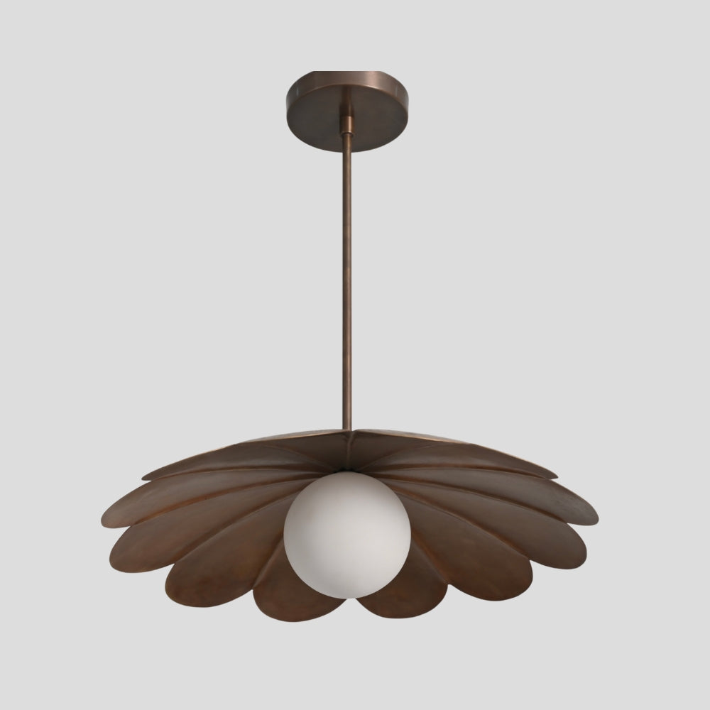 flush mount brass ceiling lamp with floral design