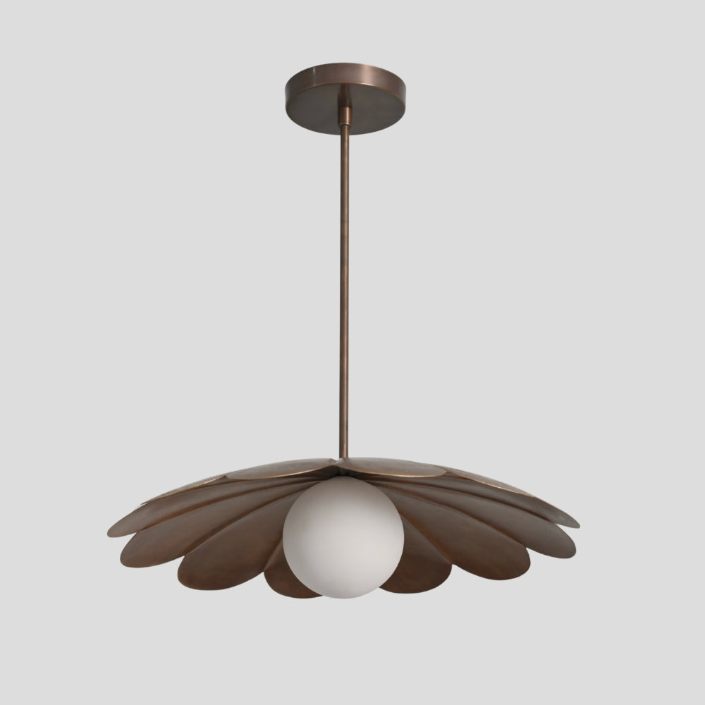 modern brass ceiling light with opal glass globe