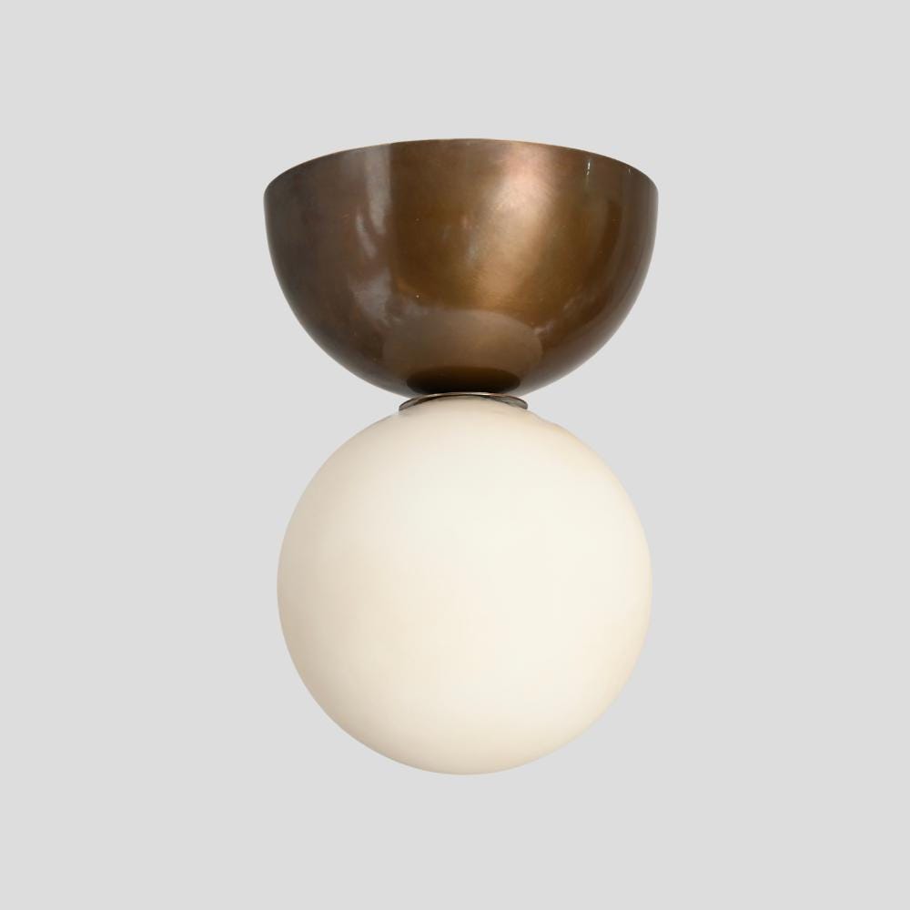 A vintage modern brass globe flush mount , a pure handcraft pendant