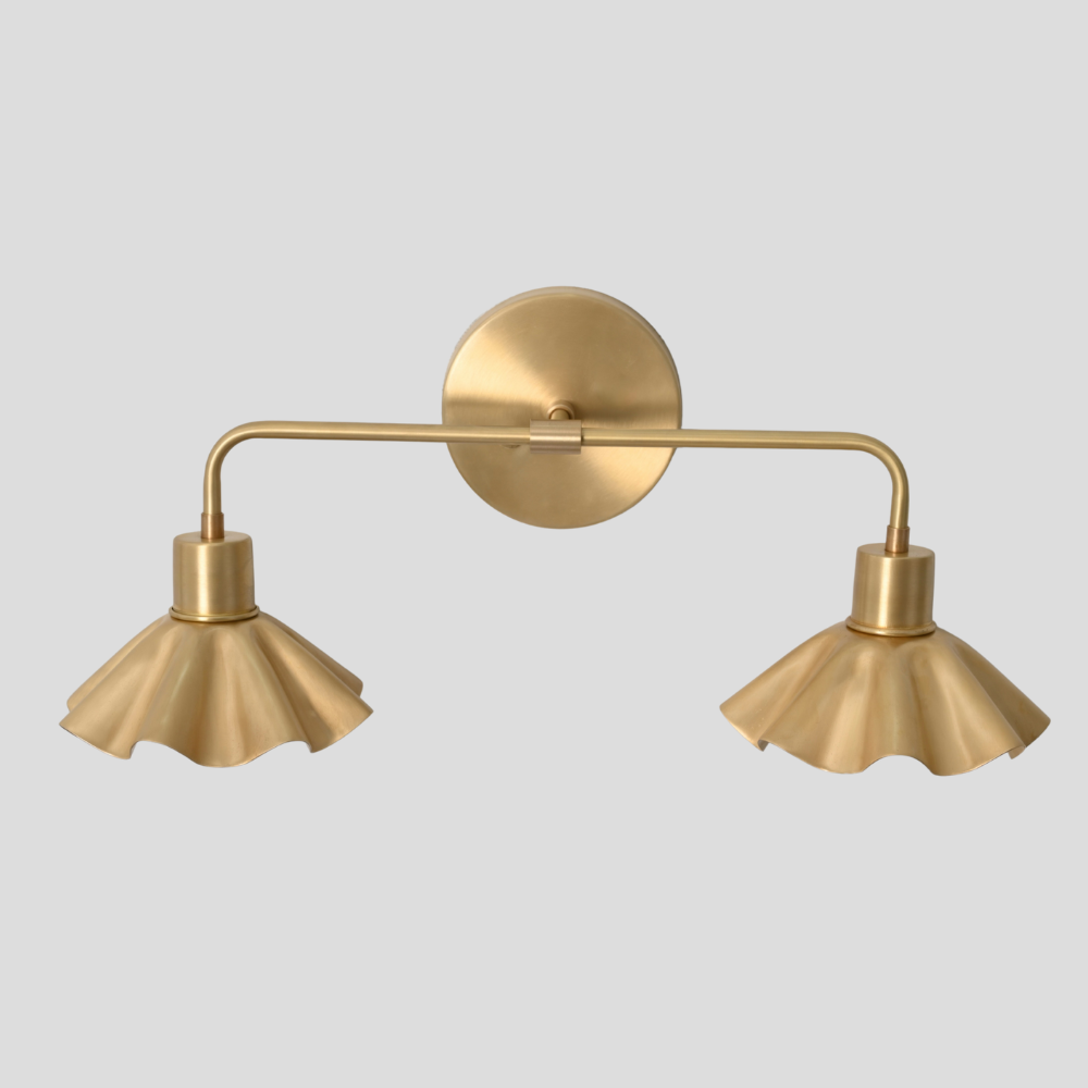 Petal shade vanity light a wall sconce handcrafted in a pure raw brass by LightCove