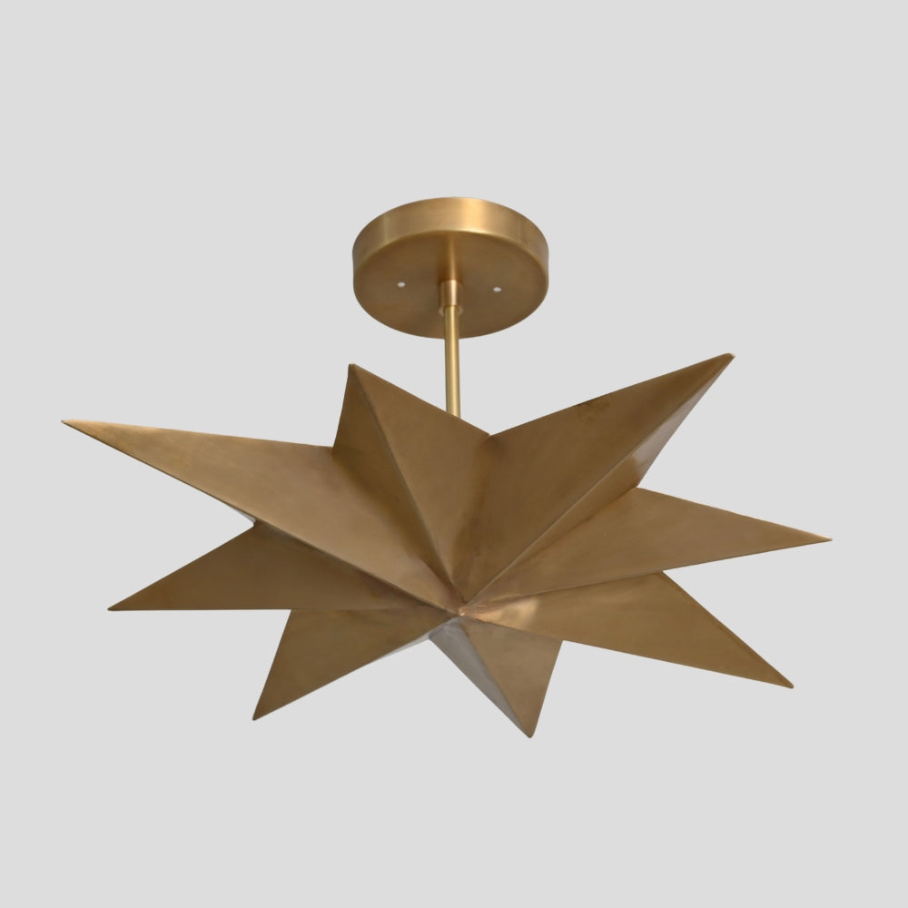 mid century brass star disc ceiling pendant light
