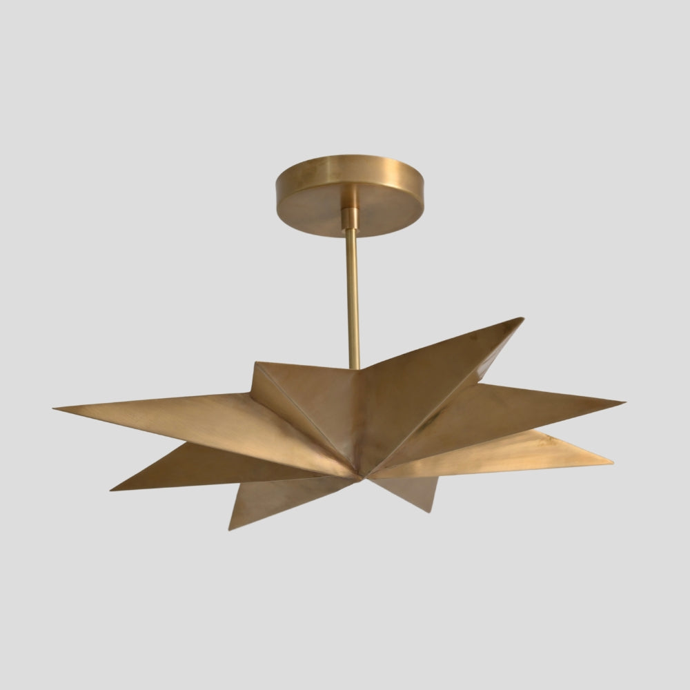 handmade brass ceiling pendant geometric star disc