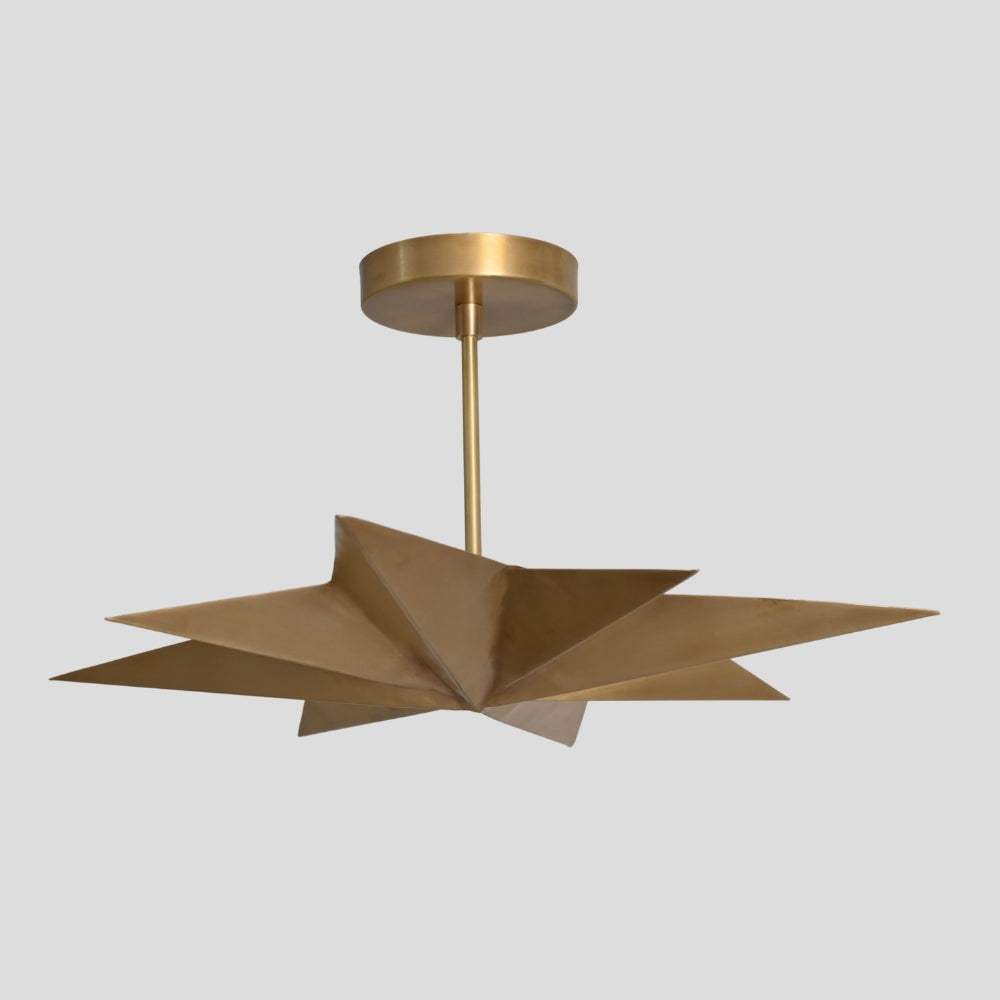 modern mid century brass ceiling light star shape