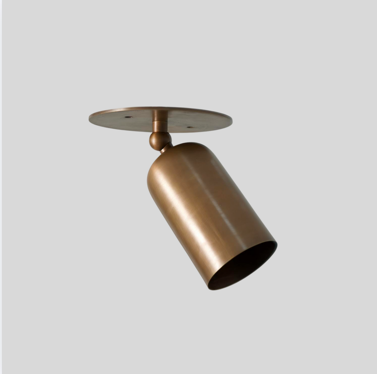 Brass Rounded Cylinder Spot Light - Minimalist Adjustable Flush Mount