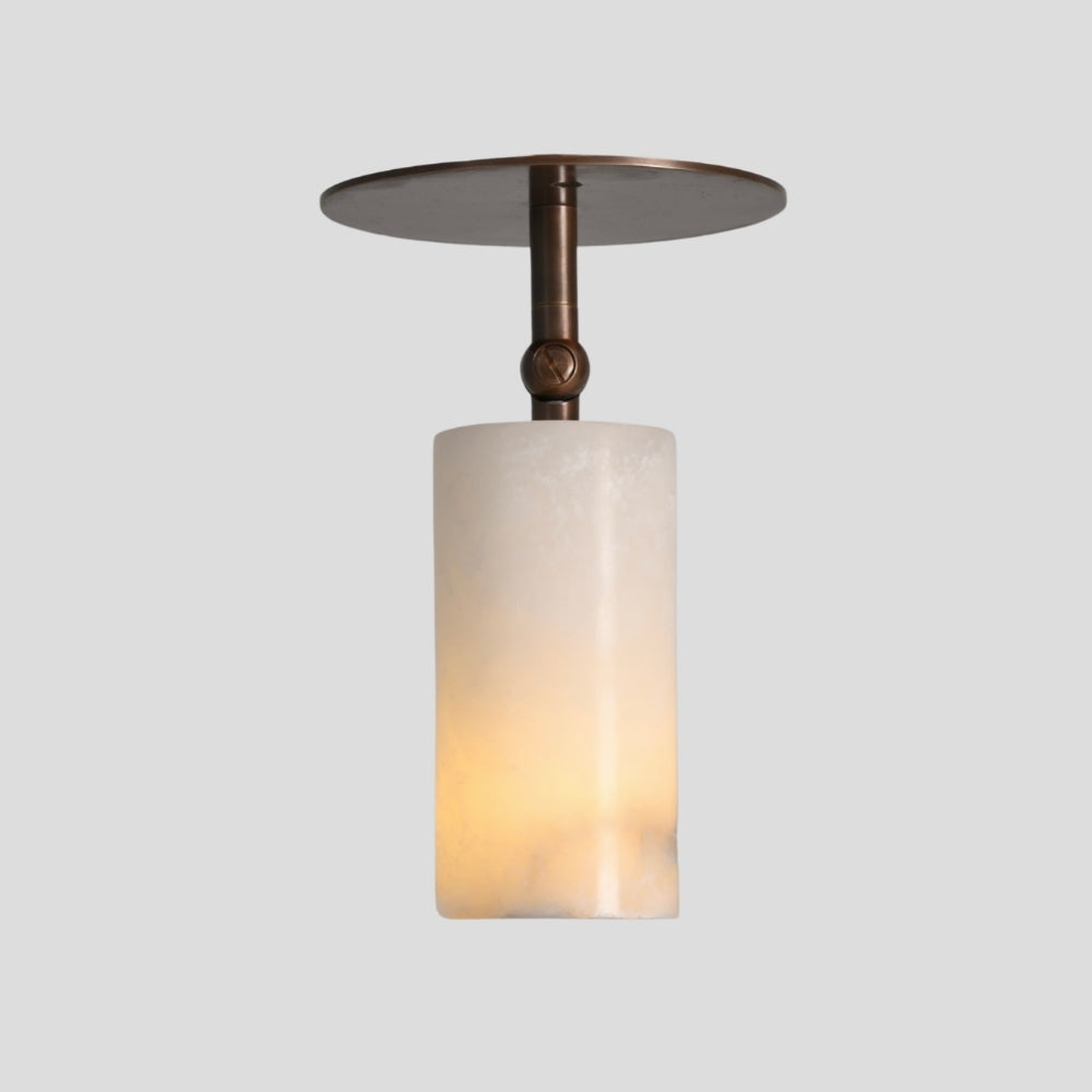 Antique brass ceiling spotlight with natural alabaster stone