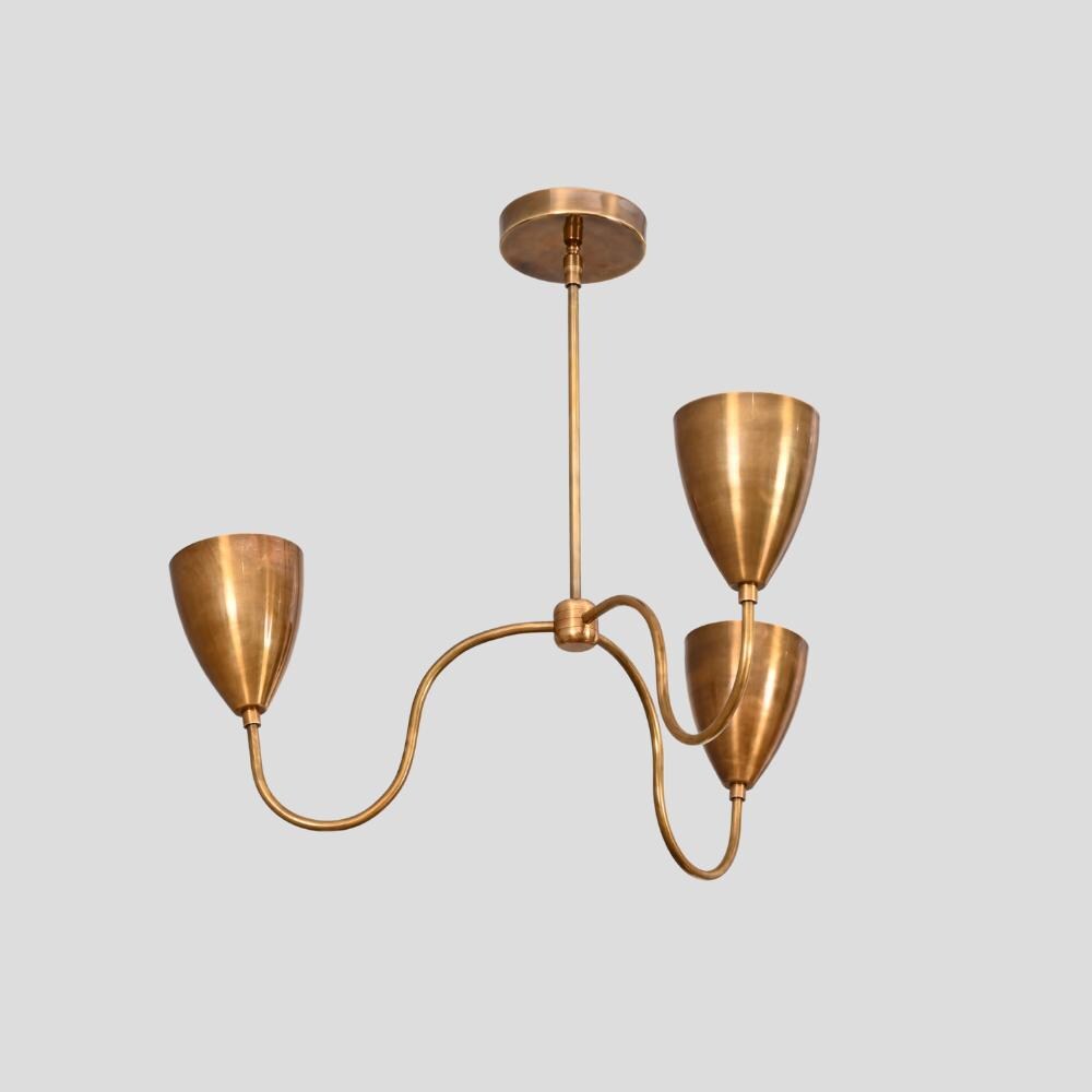 3-Light Brass & Black Sputnik Chandelier