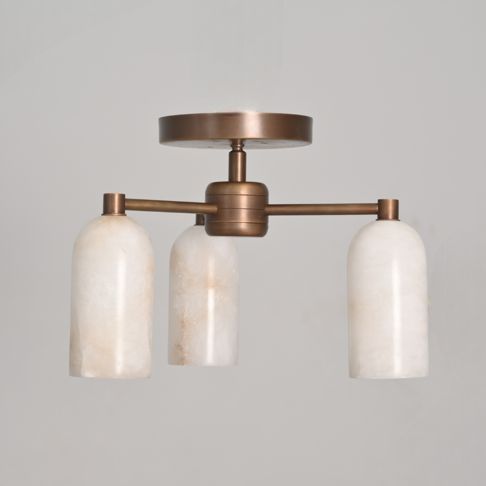 Mid century modern alabaster ceiling light in brass