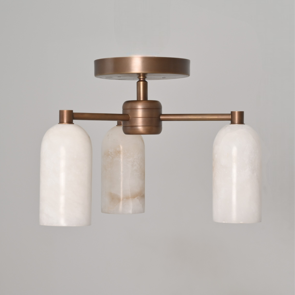 Alabaster stone flush mount ceiling lamp warm glow