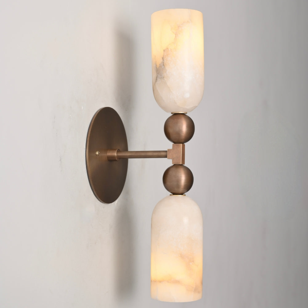 Double Alabaster Wall Sconce - Ball Arm Wall Lamp