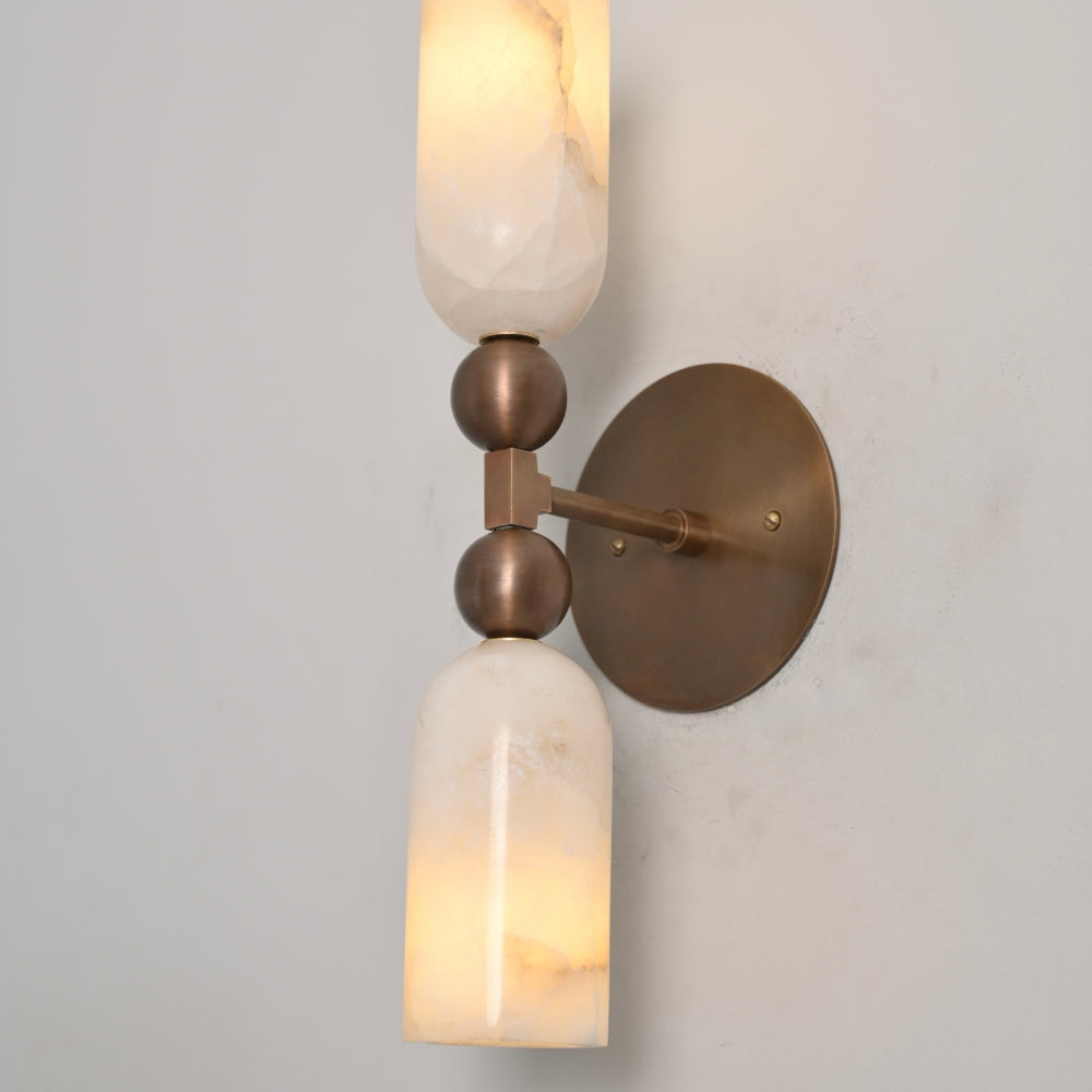 Double Alabaster Wall Sconce - Ball Arm Wall Lamp