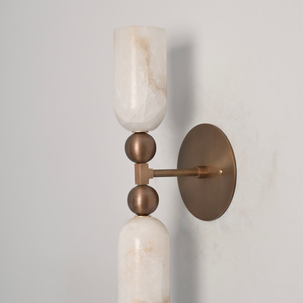 Double Alabaster Wall Sconce - Ball Arm Wall Lamp