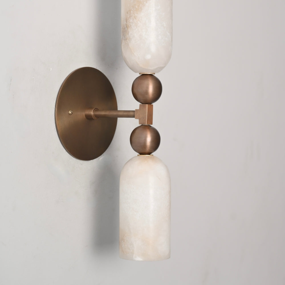 Double Alabaster Wall Sconce - Ball Arm Wall Lamp