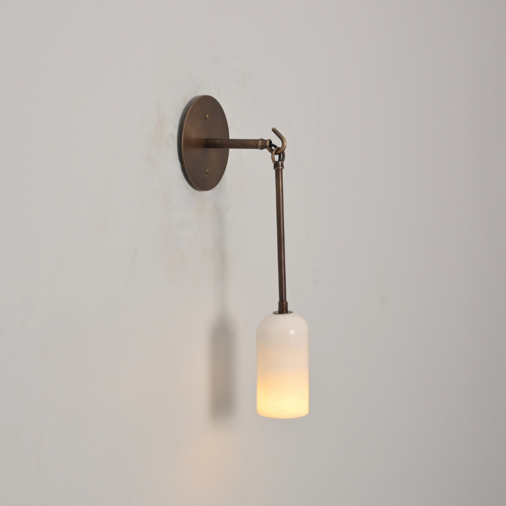 alabaster marble wall sconce handmade with a warm lighting.