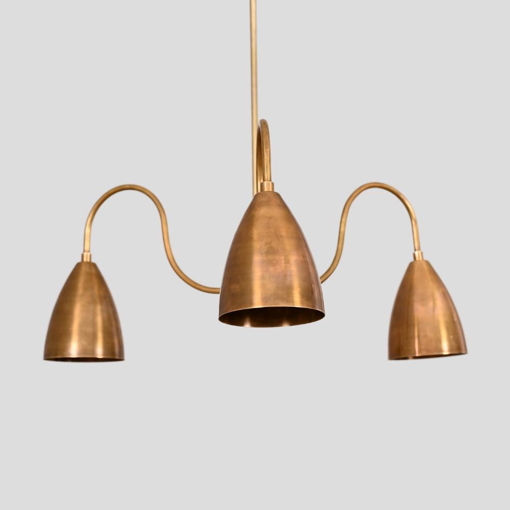 Mid Century Modern 3 Light Brass
