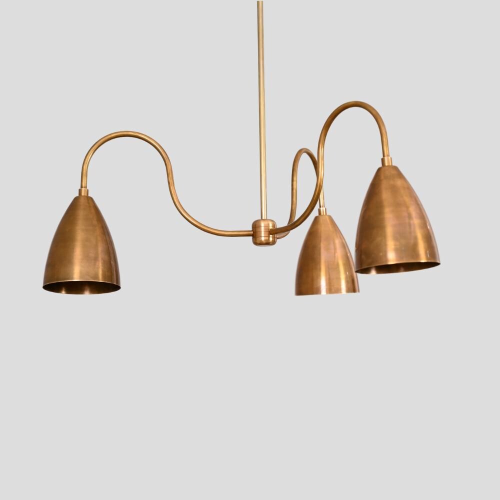 Mid Century Modern 3 Light Brass
