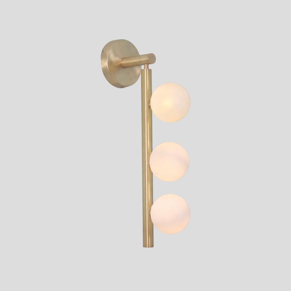 Brass Vanity Light - 3 Glass Globe Wall Sconce