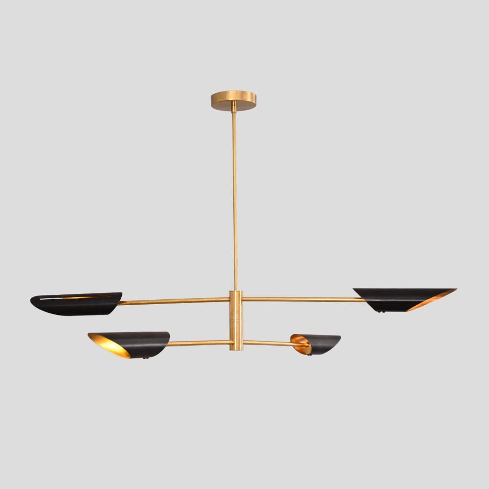 4-Light Linear Brass Sputnik Chandelier