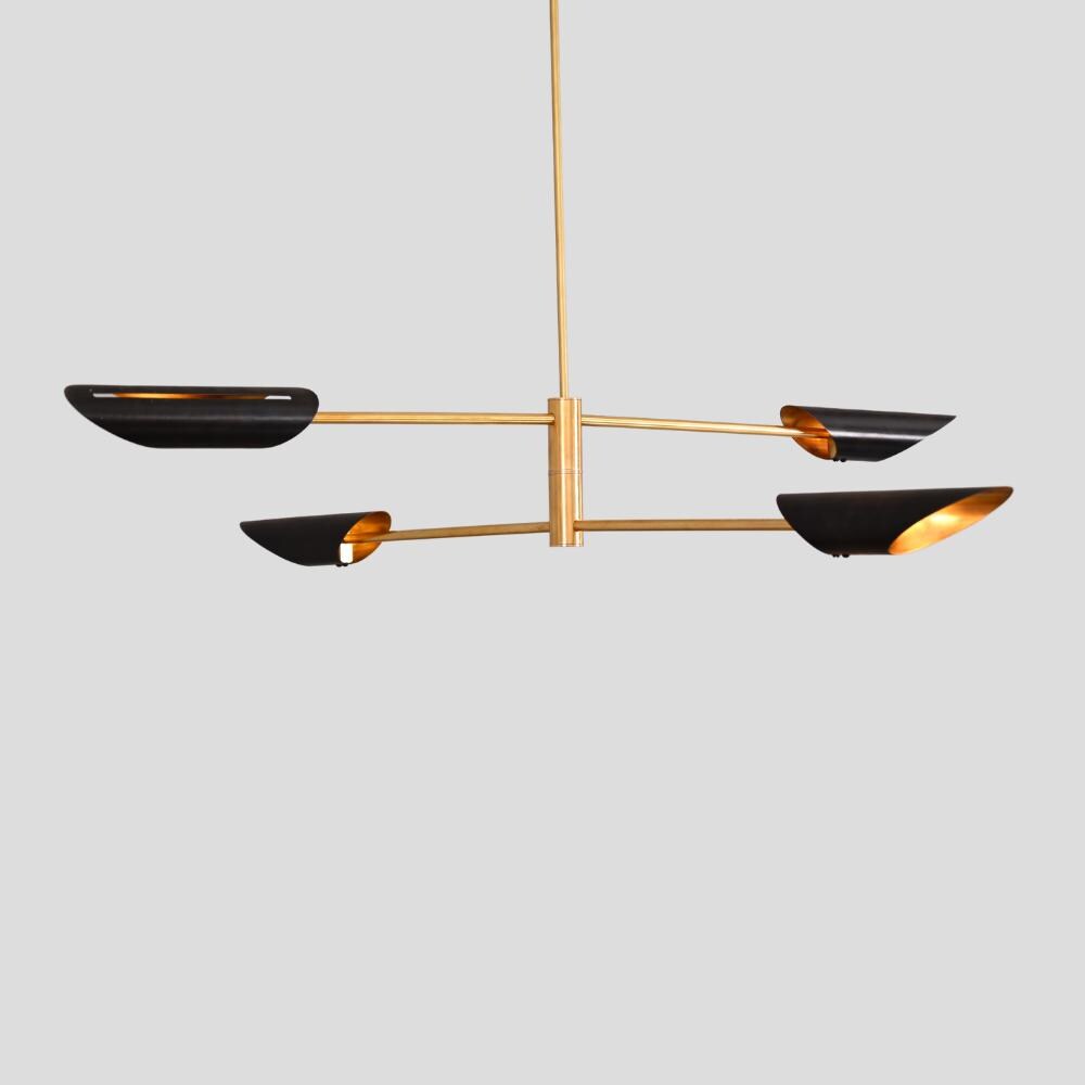 4-Light Linear Brass Sputnik Chandelier