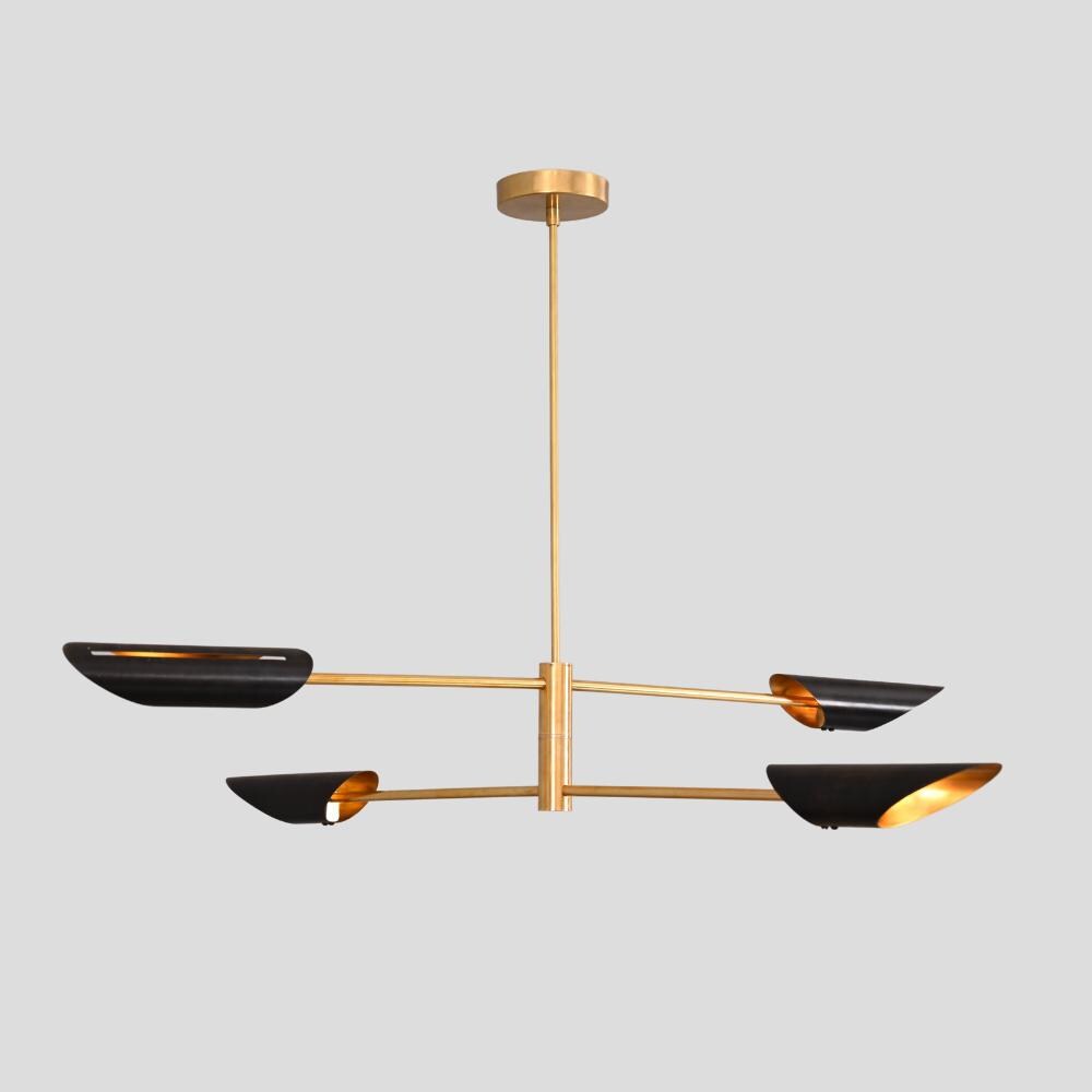 4-Light Linear Brass Sputnik Chandelier