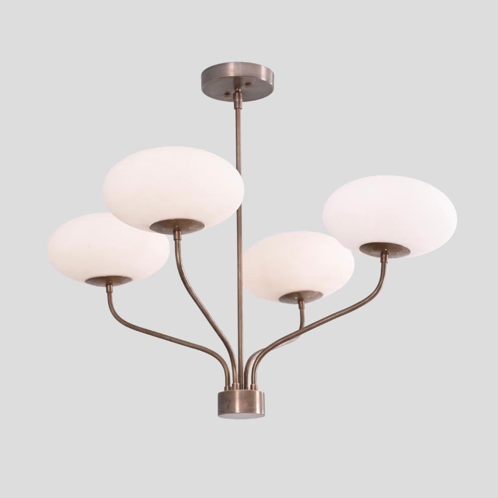 4 Light Globe Brass Chandelier